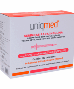 Seringas para Toxina Botulínica (Insulina) 0.5mL Agulha 5mmx0.23mm cx c/ 100 unid (Blister individual) – Uniqmed