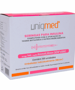 Seringas para Toxina Botulínica (Insulina) 1mL Agulha 5mmx0.23mm cx c/ 100 unid (Blister individual) – Uniqmed